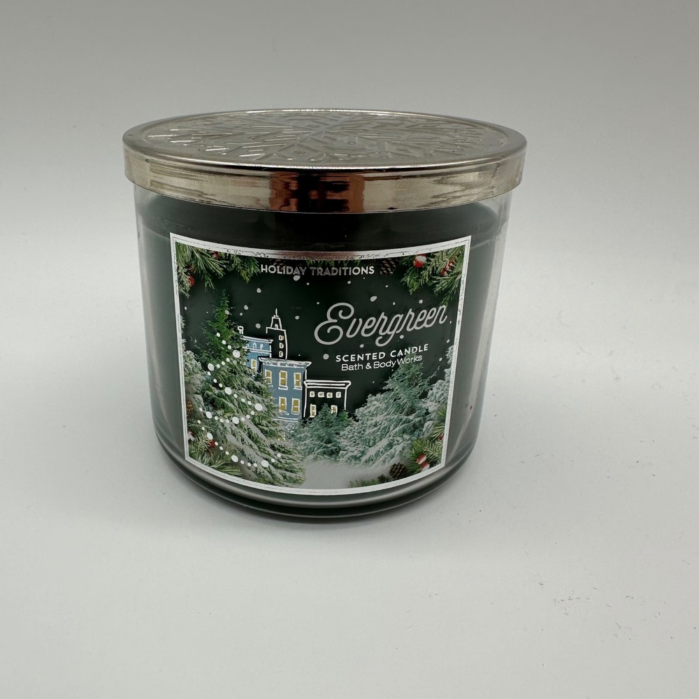 Bath and Body Works White Barn 3 Wick Candle Large Scented 14.5 oz Evergreen